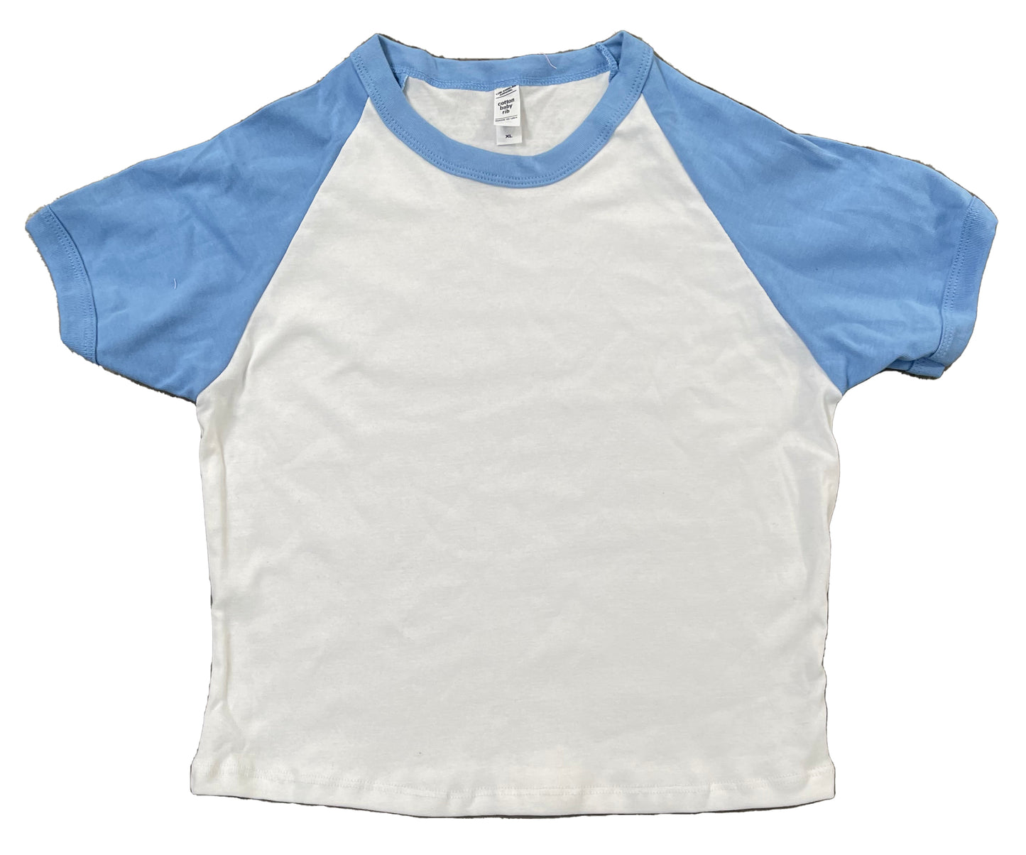 Los Angeles Apparel 43077 - Baby Rib Short Sleeve Cropped Raglan - Print Size 8" x 10"
