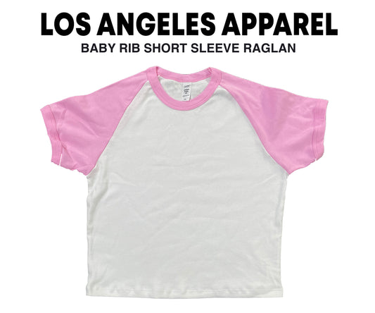 Los Angeles Apparel 43077 - Baby Rib Short Sleeve Cropped Raglan - Print Size 8" x 10"