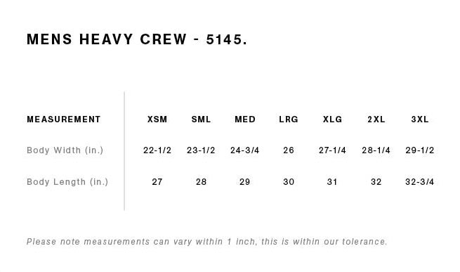 Mapping: Heavy Crewneck 5145 16" x 19" (JUMBO)