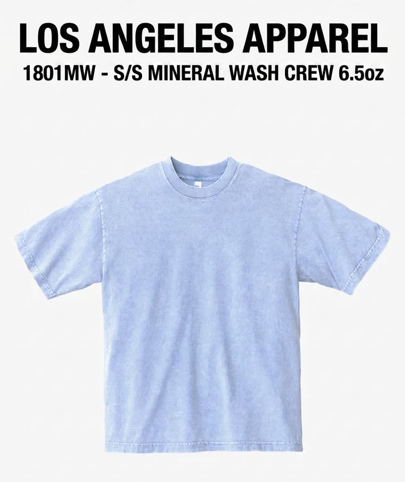 MAPPING: Los Angeles Apparel 1801MW - S/S Mineral Wash Crew 6.5oz - Print Size 16"x21" (Jumbo)